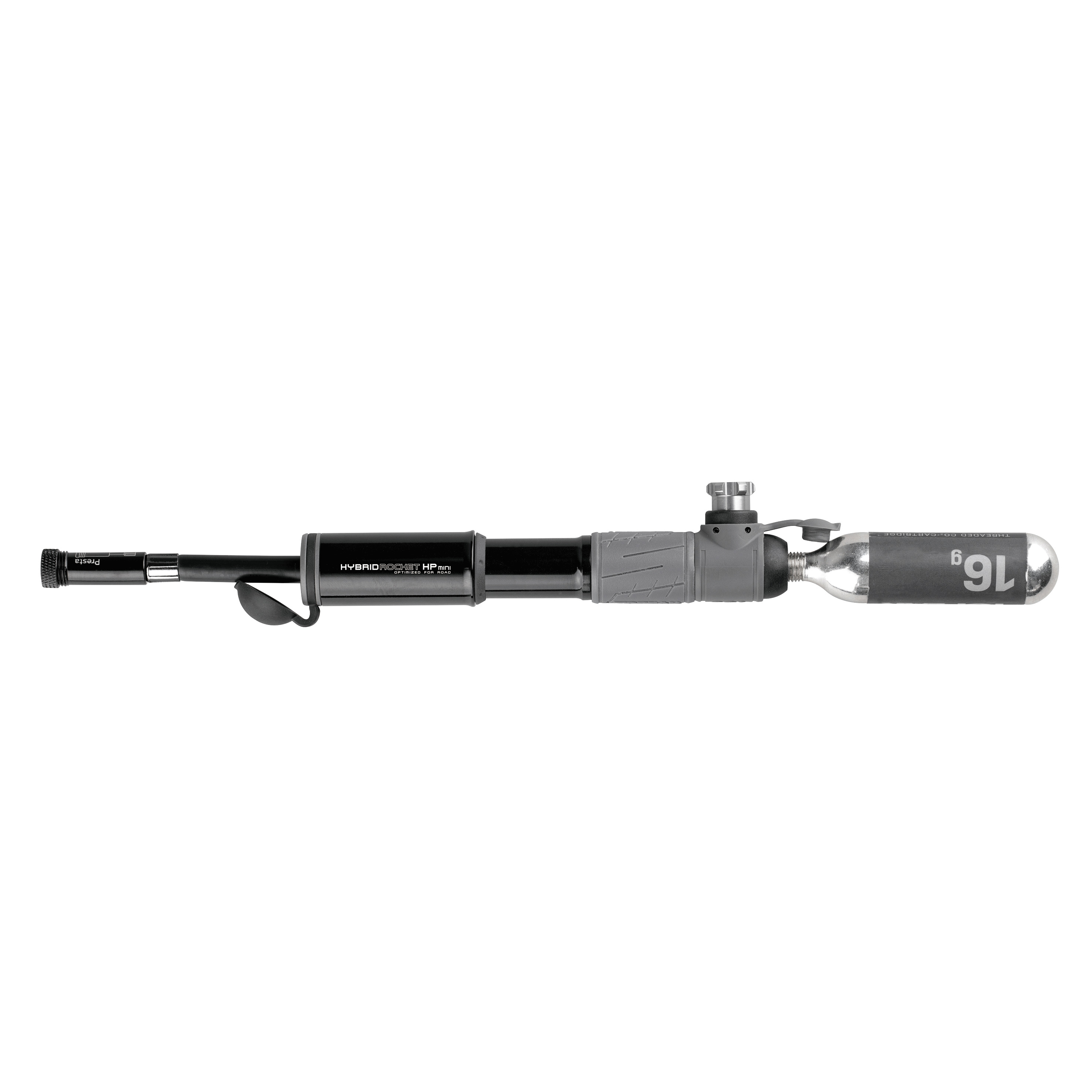 Topeak Hybridrocket HP Mini, Black  - - Leistung:11 bar / 160 psi;Volumen / Hub:17,5 cm³;Kopf:SmartHead(TM) ThreadLock mit