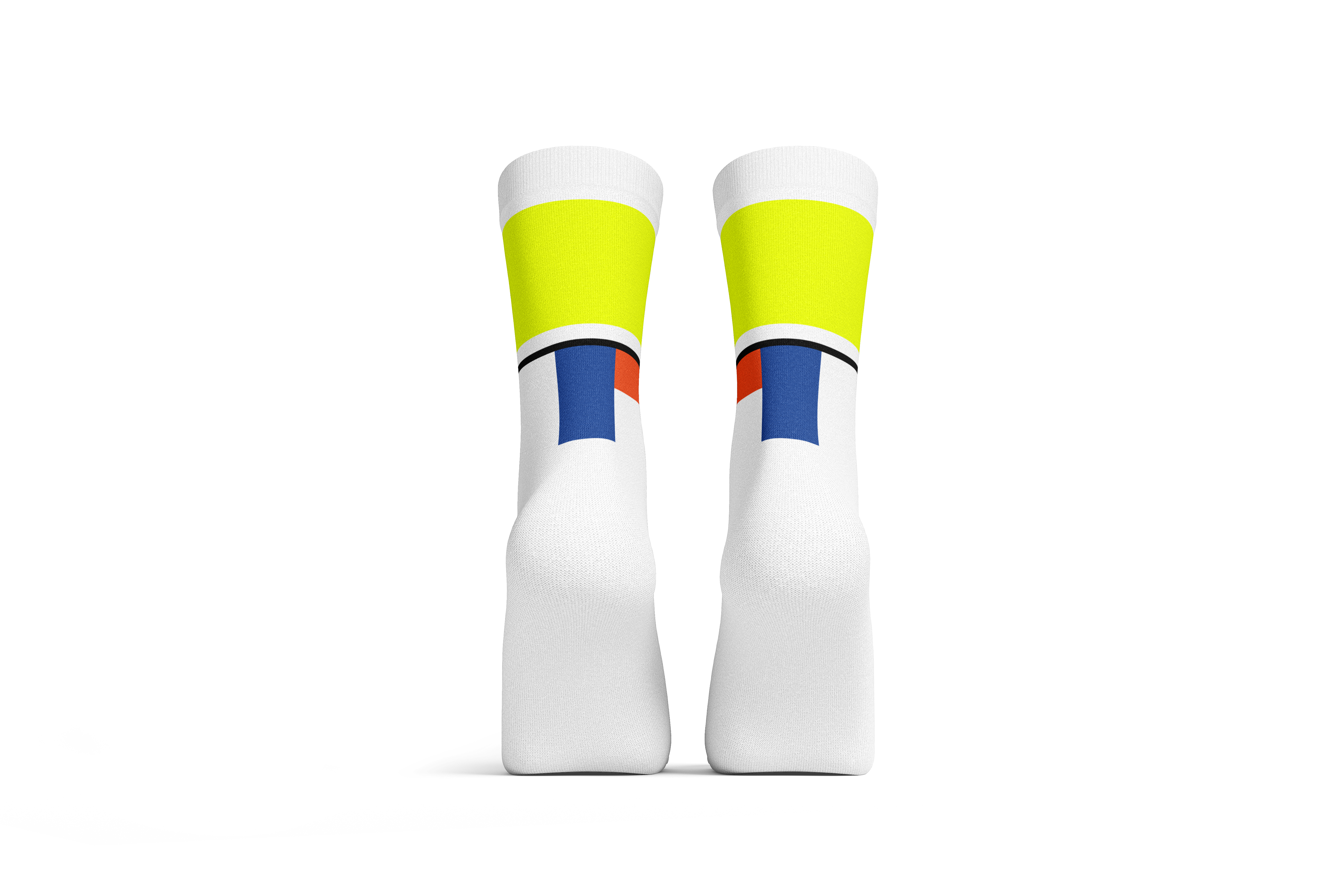 PIPPO Socken Mondrian Square weiß/blau/neon gelb - 46-48