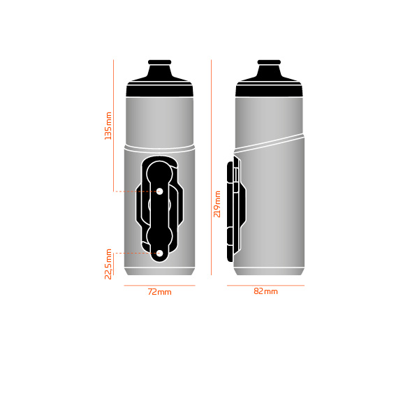 TWIST bottle 600 + bike base Set transparent clear - with Fidlock logo