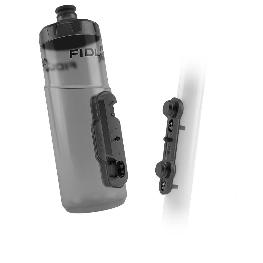 TWIST bottle 600 + bike base Set transparent clear - with Fidlock logo