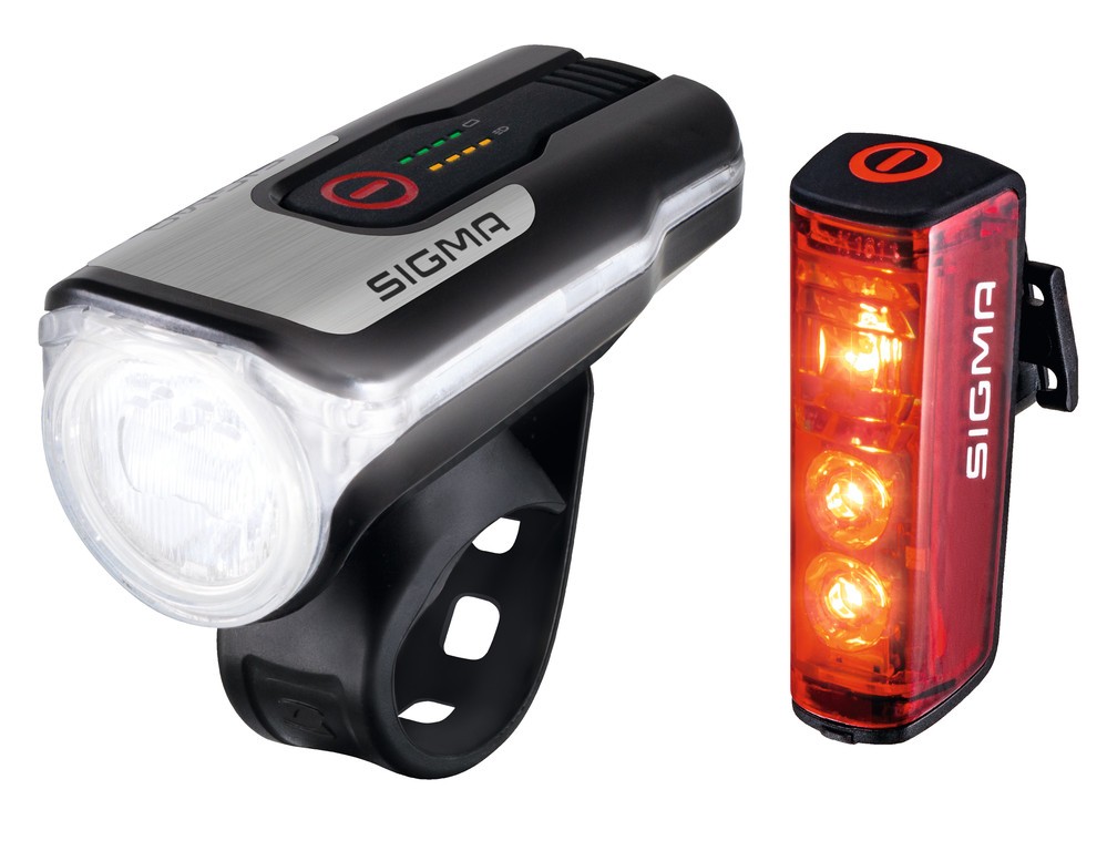 Sigma Sport, Beleuchtung, Lichtset vorne + - hinten, AURA 80 + BLAZE, inkl. Micro-USB Kabel
